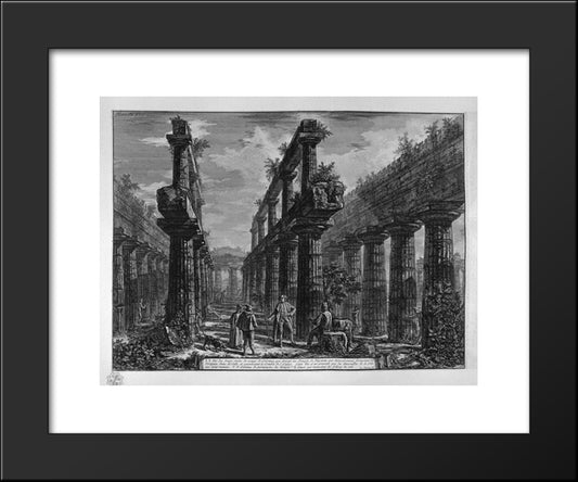 Remains Of Columns Making Up The Side Porches Of The Temple In The Cell Above 20x24 Black Modern Wood Framed Art Print Poster by Piranesi, Giovanni Battista