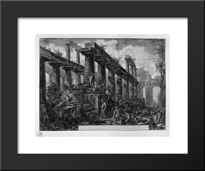 Remains Of The Temple Of Neptune`S Cell 20x24 Black Modern Wood Framed Art Print Poster by Piranesi, Giovanni Battista