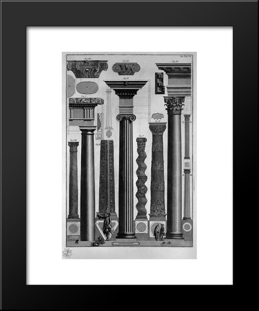 Reports And Symmetries Of Greek Taken From Ancient Monuments 20x24 Black Modern Wood Framed Art Print Poster by Piranesi, Giovanni Battista
