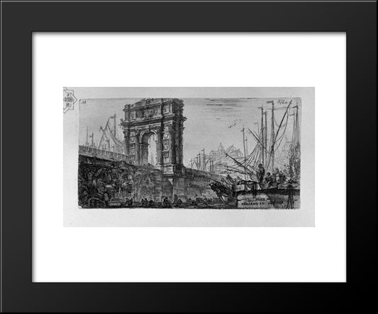 Reversal Of The Temple Of Pola In Istria, And Other Temple 20x24 Black Modern Wood Framed Art Print Poster by Piranesi, Giovanni Battista