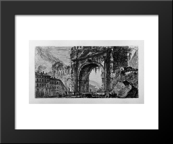 Rimini Bridge Manufactured By The Emperors Augustus And Tiberius 20x24 Black Modern Wood Framed Art Print Poster by Piranesi, Giovanni Battista