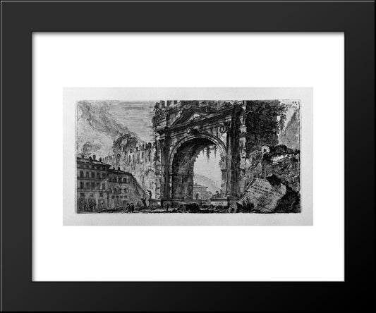 Rimini Bridge Manufactured By The Emperors Augustus And Tiberius 20x24 Black Modern Wood Framed Art Print Poster by Piranesi, Giovanni Battista