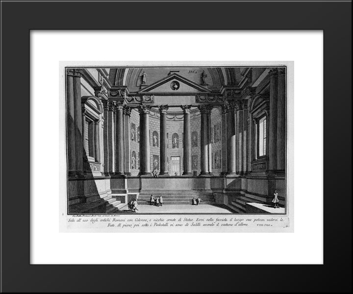 Room Use Of The Ancient Romans With Columns And Niches Adorned With Statues 20x24 Black Modern Wood Framed Art Print Poster by Piranesi, Giovanni Battista