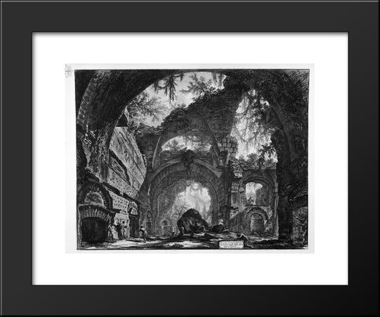 Ruins Of A Gallery Of Statues In Hadrian`S Villa At Tivoli 20x24 Black Modern Wood Framed Art Print Poster by Piranesi, Giovanni Battista
