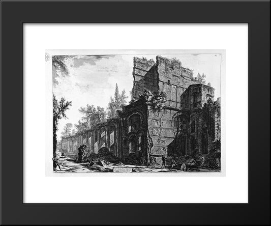 Ruins Of One Of The Chambers` Soldiers At One Of The Leading Factories In Hadrian`S Villa In Tivoli His 20x24 Black Modern Wood Framed Art Print Poster by Piranesi, Giovanni Battista