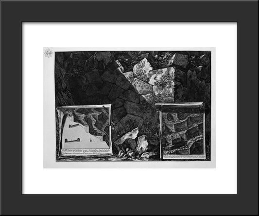 Ruins Of The Ancient Fortifications Of The Mountain And The City Of Cora In Lazio (The Cyclopean Walls) 20x24 Black Modern Wood Framed Art Print Poster by Piranesi, Giovanni Battista