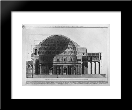 Section Along The Pantheon, Which Shows The Pronaos Or Portico And The Interior Of The Temple 20x24 Black Modern Wood Framed Art Print Poster by Piranesi, Giovanni Battista