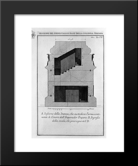 Section As Above; Burial Chamber And Entrance Of The Scale 20x24 Black Modern Wood Framed Art Print Poster by Piranesi, Giovanni Battista