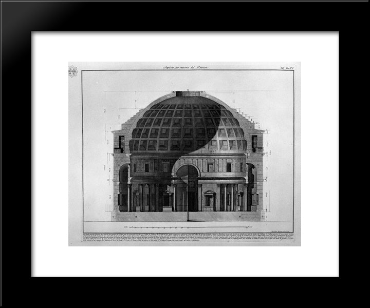 Section Of The Pantheon 20x24 Black Modern Wood Framed Art Print Poster by Piranesi, Giovanni Battista