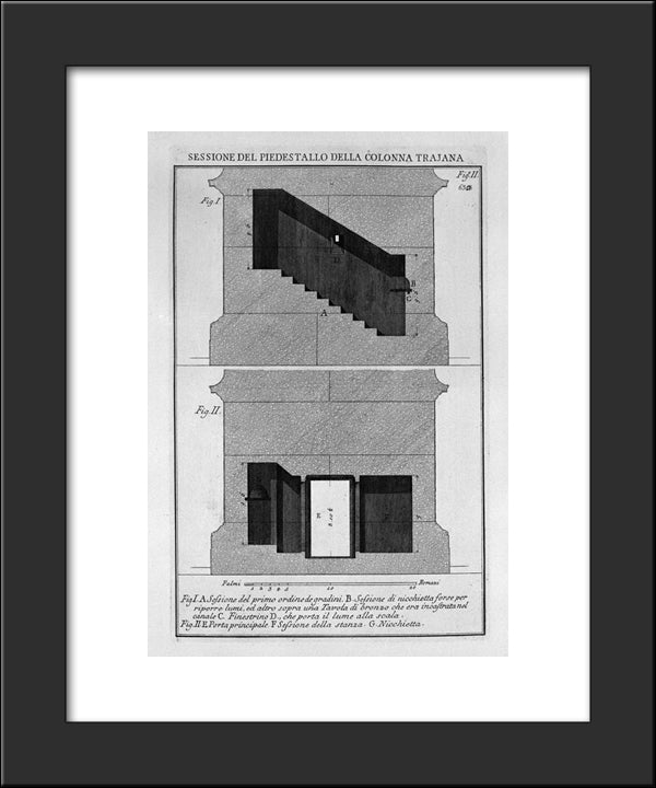 Section Of The Pedestal And Base Of The Column Itself, The Main Door And Window 20x24 Black Modern Wood Framed Art Print Poster by Piranesi, Giovanni Battista