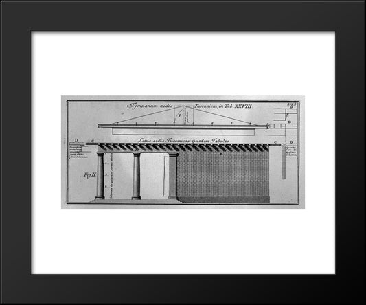 Side And Gable Of The Temple Tuscany (By Vitruvius, Second Perrault) 20x24 Black Modern Wood Framed Art Print Poster by Piranesi, Giovanni Battista
