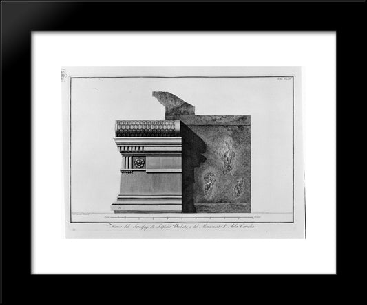 Side Of The Sarcophagus Of Scipio Barbato And The Monument Of Cornelia Hall 20x24 Black Modern Wood Framed Art Print Poster by Piranesi, Giovanni Battista