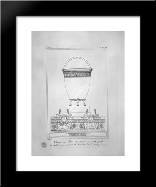 Situla Bronze To Three Feet (Inc. In Outline) 20x24 Black Modern Wood Framed Art Print Poster by Piranesi, Giovanni Battista