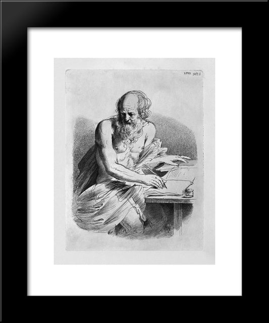 St. Jerome In The Act Of Writing, By Guercino 20x24 Black Modern Wood Framed Art Print Poster by Piranesi, Giovanni Battista