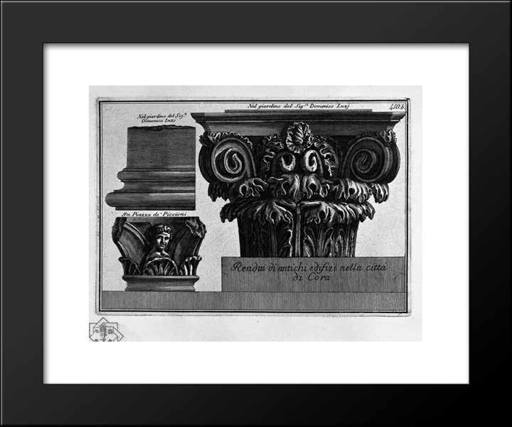 Stand In The Town Of Cora Embedded In The Wall Of The House Of Mr Antonio Corbi 20x24 Black Modern Wood Framed Art Print Poster by Piranesi, Giovanni Battista