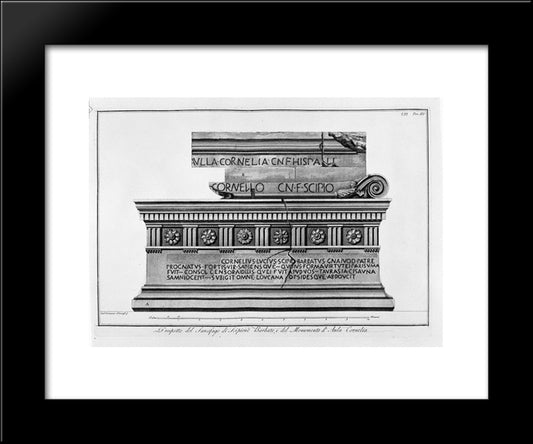 Statement Of The Sarcophagus Of Scipio Barbato And The Monument Of Cornelia Hall 20x24 Black Modern Wood Framed Art Print Poster by Piranesi, Giovanni Battista