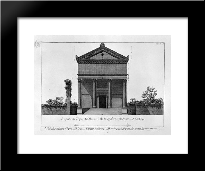 Statement Of The Temple Of Honor And Virtue Out Of Port St Sebastian 20x24 Black Modern Wood Framed Art Print Poster by Piranesi, Giovanni Battista