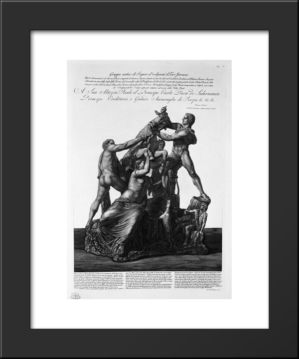 Taurus Group Franese 20x24 Black Modern Wood Framed Art Print Poster by Piranesi, Giovanni Battista