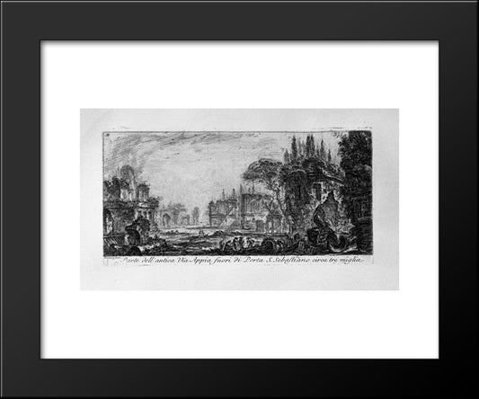 Temple Of Clitunno 20x24 Black Modern Wood Framed Art Print Poster by Piranesi, Giovanni Battista
