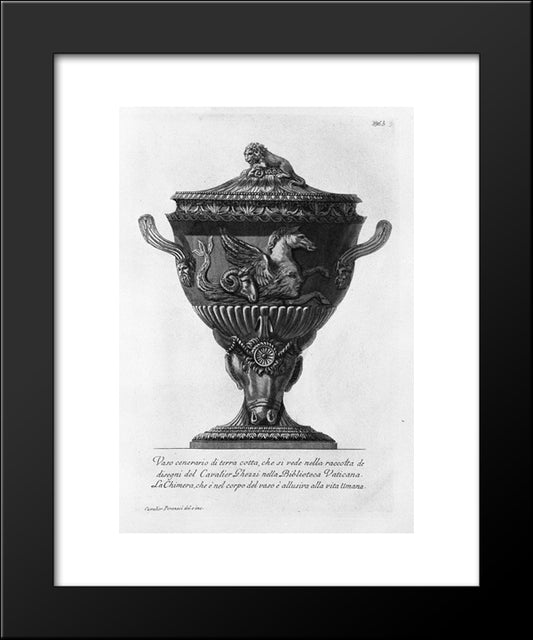 Terracotta Urn Vase You See In The Collection Of Drawings Of Cavalier Ghezzi In The Vatican Library 20x24 Black Modern Wood Framed Art Print Poster by Piranesi, Giovanni Battista