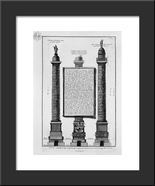 The Antonine Column Originally, At The Time Of Sixtus V, And After Restoration 20x24 Black Modern Wood Framed Art Print Poster by Piranesi, Giovanni Battista