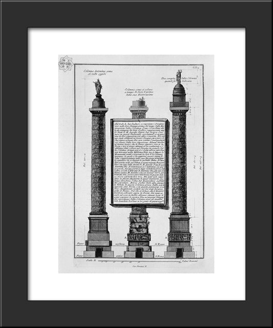 The Antonine Column Originally, At The Time Of Sixtus V, And After Restoration 20x24 Black Modern Wood Framed Art Print Poster by Piranesi, Giovanni Battista