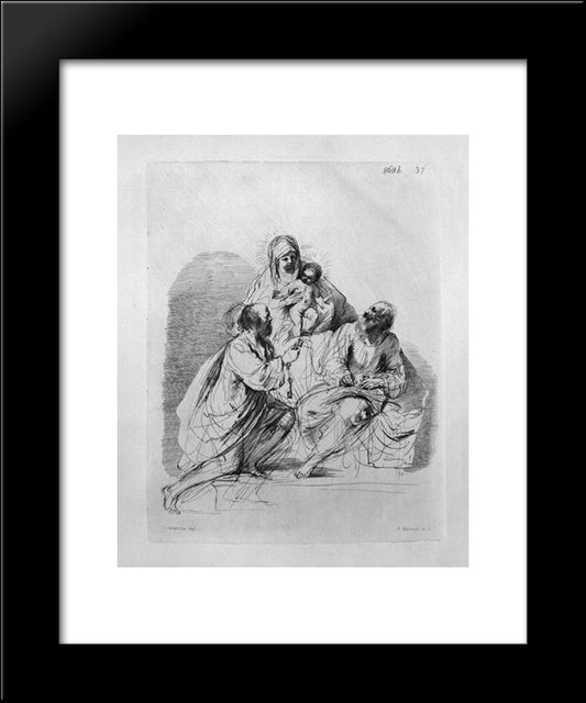 The Blessed Virgin With Saints Peter And Paul, By Guercino 20x24 Black Modern Wood Framed Art Print Poster by Piranesi, Giovanni Battista