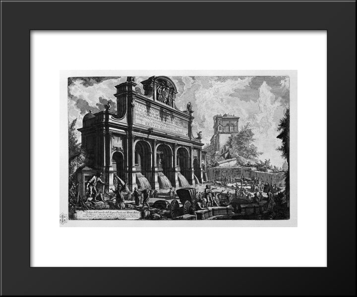 The Castle Of The Acqua Felice 20x24 Black Modern Wood Framed Art Print Poster by Piranesi, Giovanni Battista