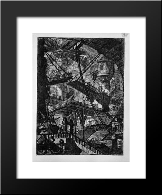 The Drawbridge 20x24 Black Modern Wood Framed Art Print Poster by Piranesi, Giovanni Battista