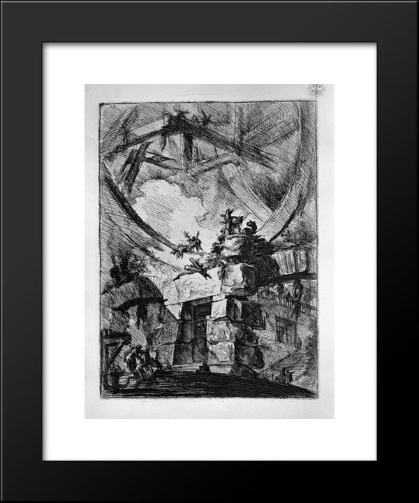 The Giant Wheel 20x24 Black Modern Wood Framed Art Print Poster by Piranesi, Giovanni Battista