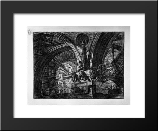 The Pier With A Lamp 20x24 Black Modern Wood Framed Art Print Poster by Piranesi, Giovanni Battista