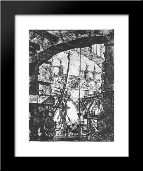 The Prisons (Plate Iv) 20x24 Black Modern Wood Framed Art Print Poster by Piranesi, Giovanni Battista