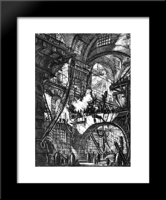 The Prisons (Plate V) 20x24 Black Modern Wood Framed Art Print Poster by Piranesi, Giovanni Battista
