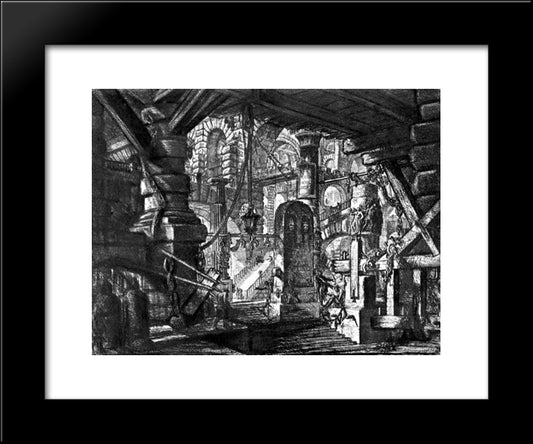 The Prisons (Plate Vi) 20x24 Black Modern Wood Framed Art Print Poster by Piranesi, Giovanni Battista