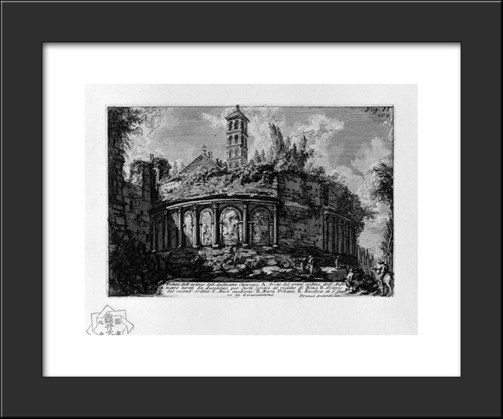 The Roman Antiquities, T. 1, Plate X. Aurelian Walls And Amphitheatrum Castrense. 20x24 Black Modern Wood Framed Art Print Poster by Piranesi, Giovanni Battista
