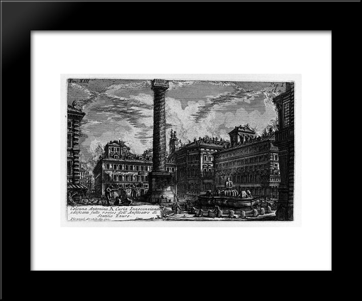 The Roman Antiquities, T. 1, Plate Xiii. Column Of Marcus Aurelius. 20x24 Black Modern Wood Framed Art Print Poster by Piranesi, Giovanni Battista