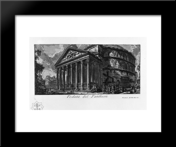 The Roman Antiquities, T. 1, Plate Xiv. Pantheon. 20x24 Black Modern Wood Framed Art Print Poster by Piranesi, Giovanni Battista