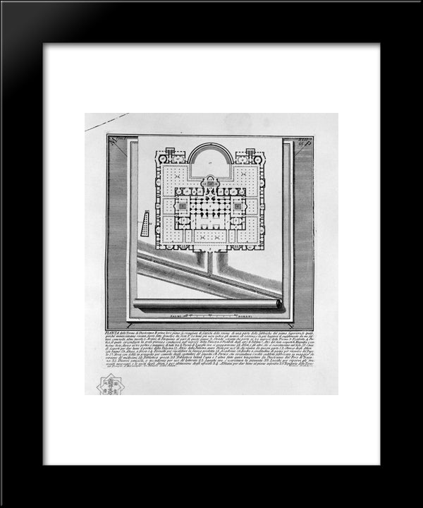 The Roman Antiquities, T. 1, Plate Xlii. Plan Of The Baths Of Diocletian 20x24 Black Modern Wood Framed Art Print Poster by Piranesi, Giovanni Battista