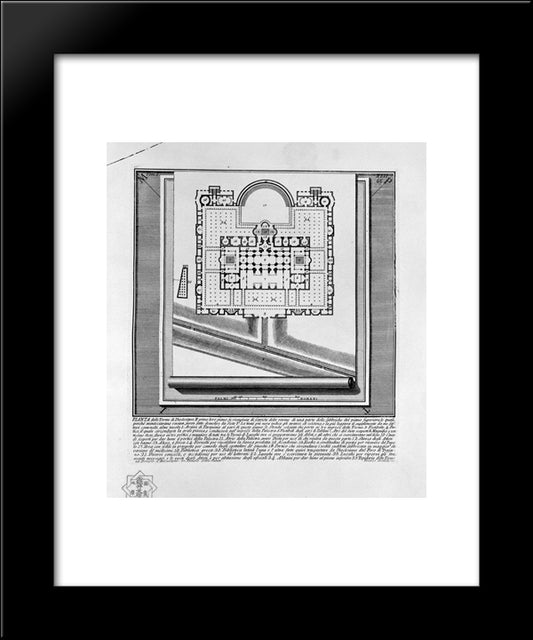 The Roman Antiquities, T. 1, Plate Xlii. Plan Of The Baths Of Diocletian 20x24 Black Modern Wood Framed Art Print Poster by Piranesi, Giovanni Battista