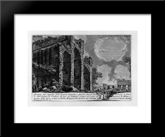 The Roman Antiquities, T. 1, Plate Xvii. Aqua Claudia. 20x24 Black Modern Wood Framed Art Print Poster by Piranesi, Giovanni Battista