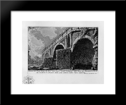 The Roman Antiquities, T. 1, Plate Xx. Ponte Rotto. 20x24 Black Modern Wood Framed Art Print Poster by Piranesi, Giovanni Battista