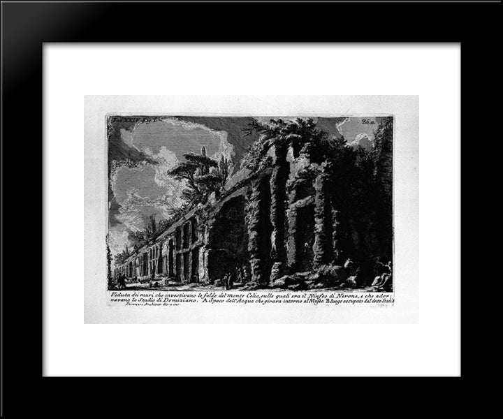 The Roman Antiquities, T. 1, Plate Xxiv. Celio O Oppio. The Seven Halls. Baths Of Trajan. 20x24 Black Modern Wood Framed Art Print Poster by Piranesi, Giovanni Battista