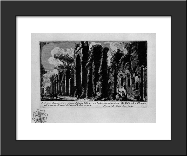 The Roman Antiquities, T. 1, Plate Xxiv. Nero`S Aqueduct. 20x24 Black Modern Wood Framed Art Print Poster by Piranesi, Giovanni Battista