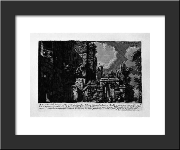 The Roman Antiquities, T. 1, Plate Xxv. Nero`S Aqueduct. 20x24 Black Modern Wood Framed Art Print Poster by Piranesi, Giovanni Battista