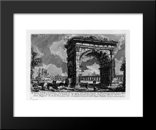 The Roman Antiquities, T. 1, Plate Xxvi. Arch Of Gallienus. 20x24 Black Modern Wood Framed Art Print Poster by Piranesi, Giovanni Battista