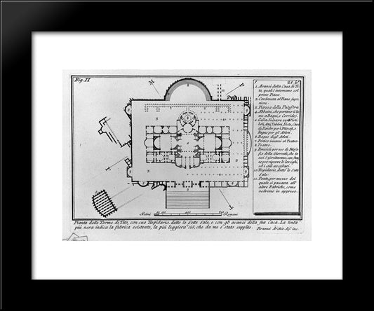 The Roman Antiquities, T. 1, Plate Xxvii. Baths Of Titus (Really The Baths Of Traianus). 20x24 Black Modern Wood Framed Art Print Poster by Piranesi, Giovanni Battista