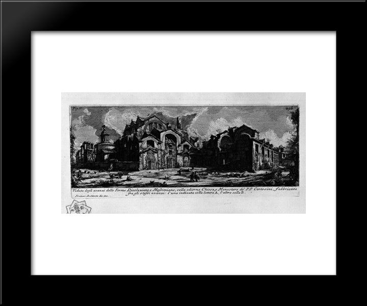The Roman Antiquities, T. 1, Plate Xxviii. Baths Of Diocletian. 20x24 Black Modern Wood Framed Art Print Poster by Piranesi, Giovanni Battista