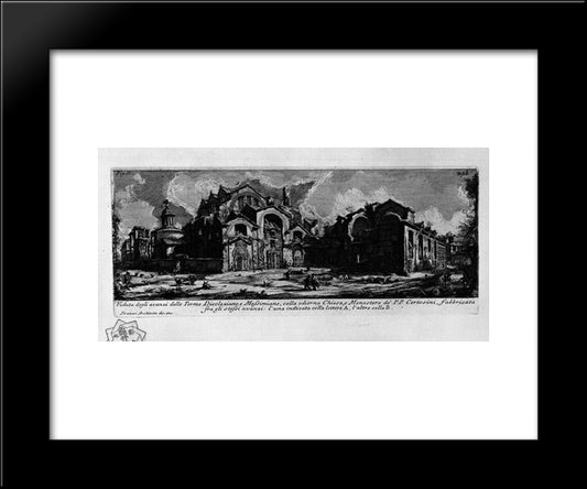 The Roman Antiquities, T. 1, Plate Xxviii. Baths Of Diocletian. 20x24 Black Modern Wood Framed Art Print Poster by Piranesi, Giovanni Battista