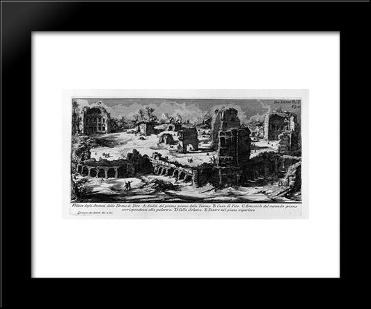 The Roman Antiquities, T. 1, Plate Xxviii. Baths Of Titus (Really The Baths Of Traianus). 20x24 Black Modern Wood Framed Art Print Poster by Piranesi, Giovanni Battista