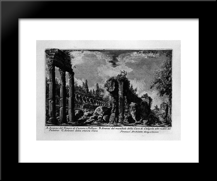 The Roman Antiquities, T. 1, Plate Xxxiii. Ruins Of The Temple Of Castor And Pollux. 20x24 Black Modern Wood Framed Art Print Poster by Piranesi, Giovanni Battista